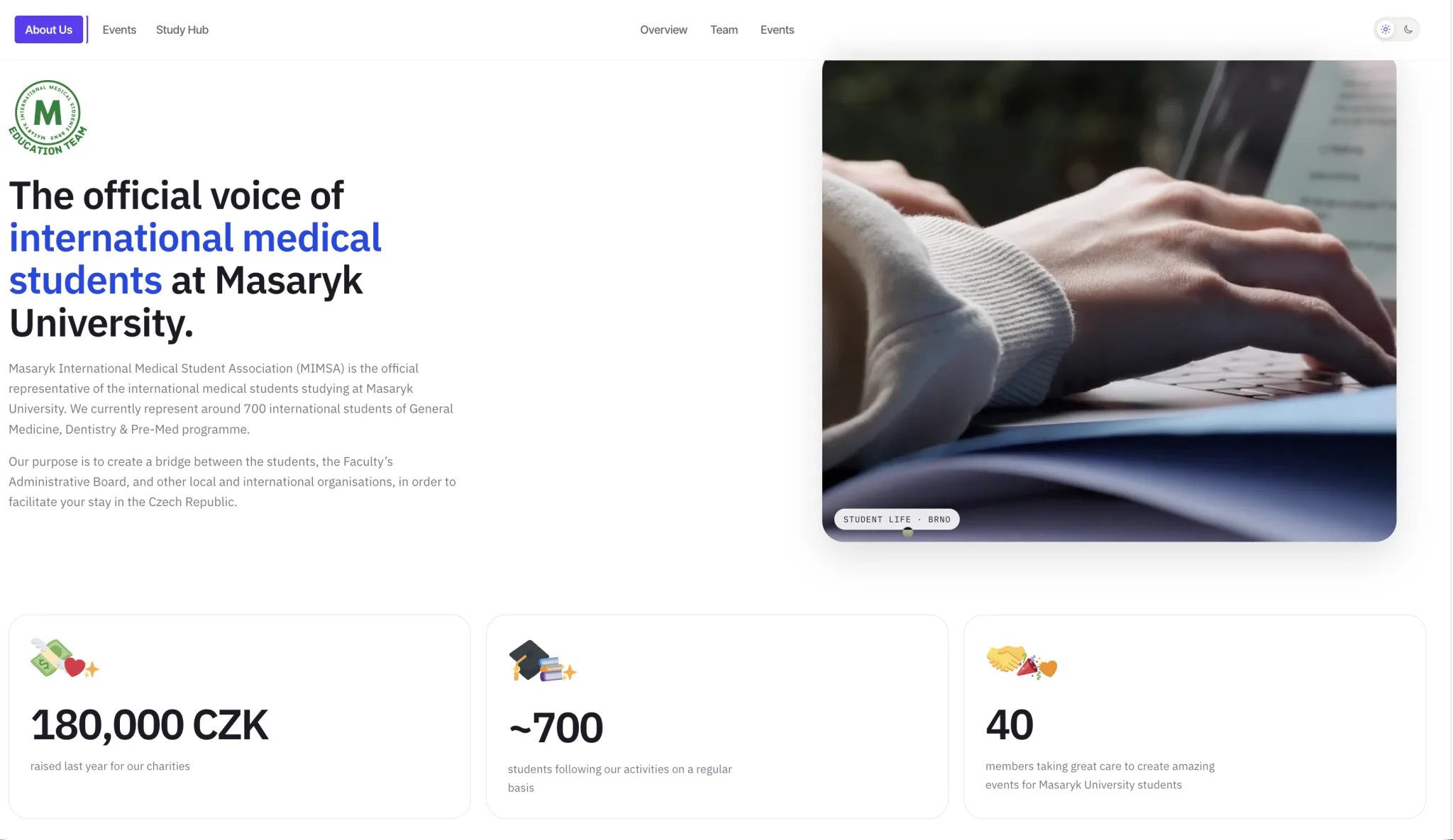 MIMSA About page : the official voice of international medical students at Masaryk University