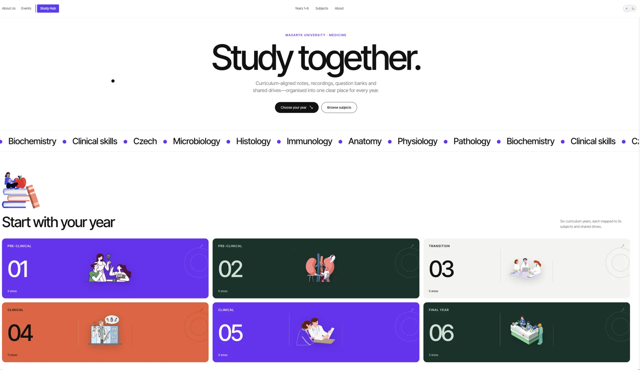 MIMSA Study Hub: curriculum-aligned study materials organised by year