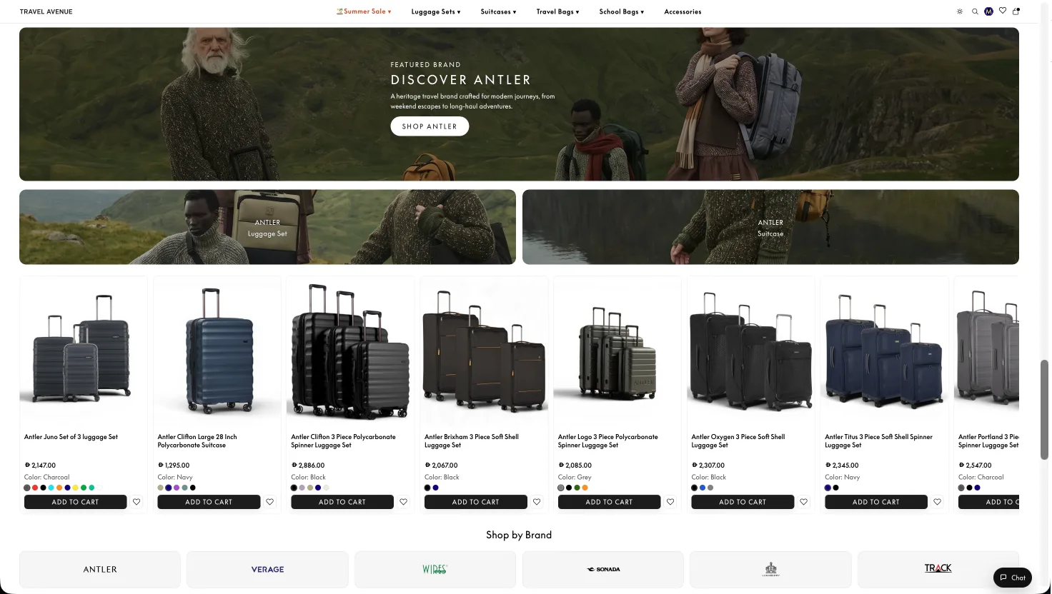 Travel Avenue desktop storefront